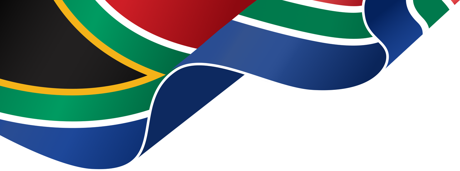 Corner waving South Africa  flag  isolated  on png